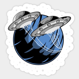 Ufo and Planet Sticker